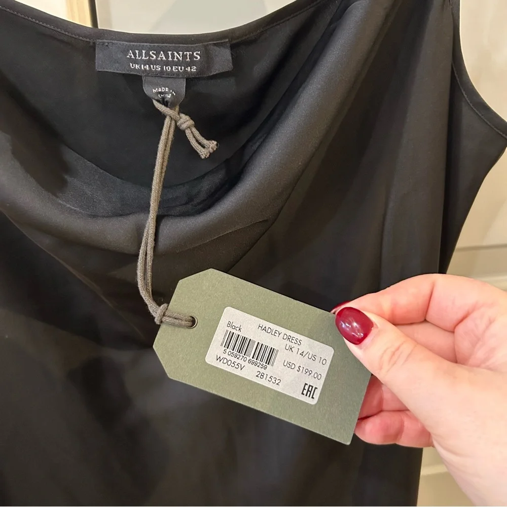 NWT All Saints Hadley Slip Midi Dress - Picture 5 of 5